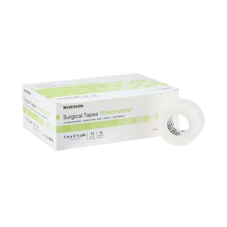 Mckesson Silicone Medical Tape, 1 Inch x 5-1/2 Yard, Transparent, 120PK 16-48410